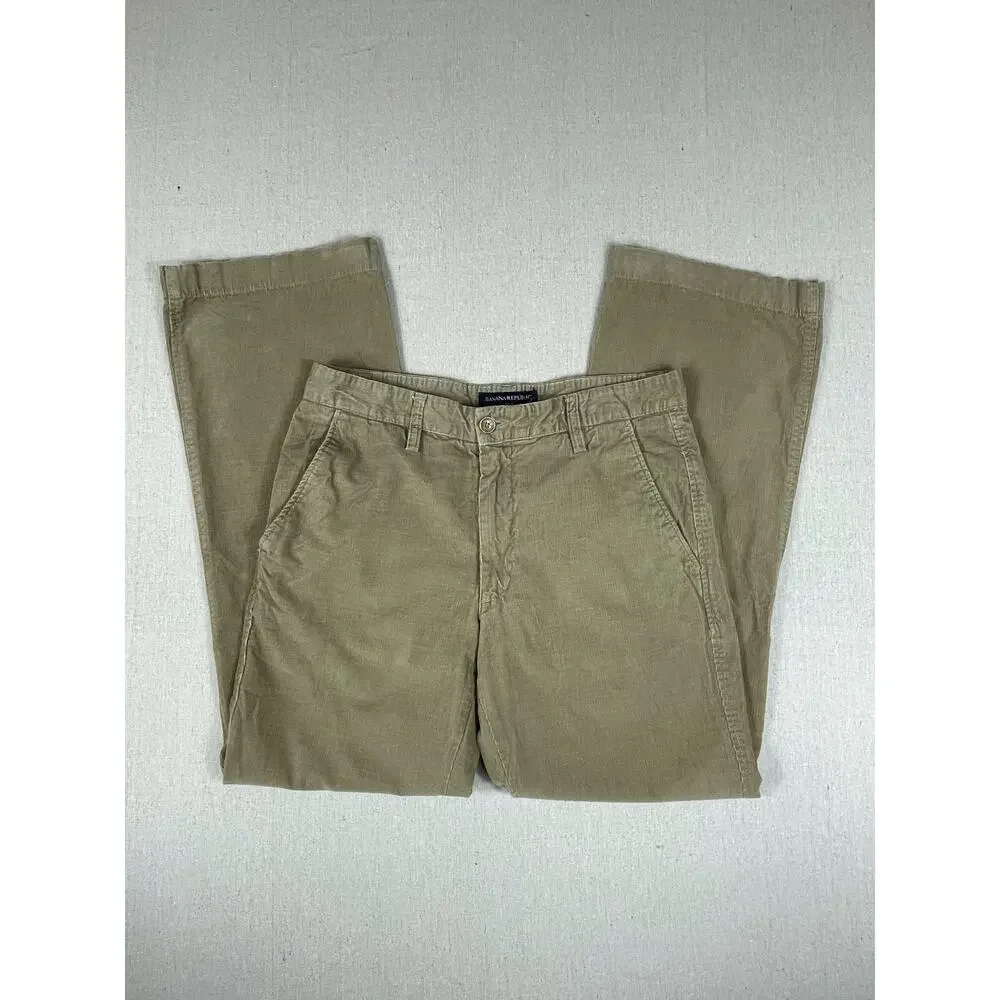 🔥Banana Republic Corduroy Khaki Baggy Wide Leg Pants Mens 31/30 Y2K Classic